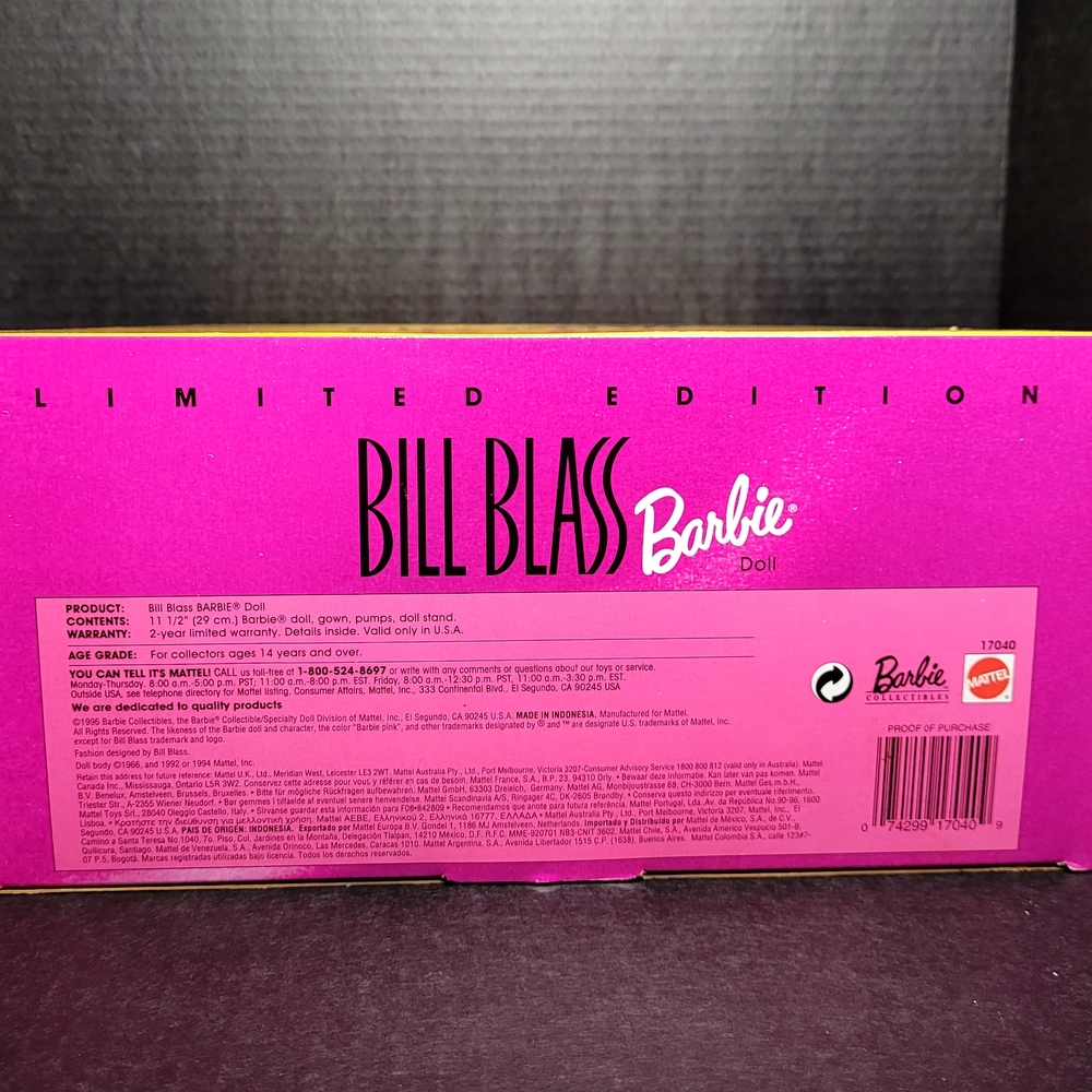 1996 Limited Edition Bill Blass Barbie #17040 - Picture 5 of 9
